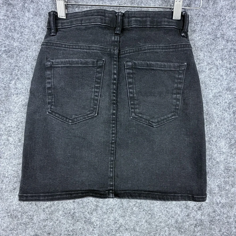Zara Mini Skirt Womens XS Black Denim Fitted Career Indie Sleaze Grunge Rocker